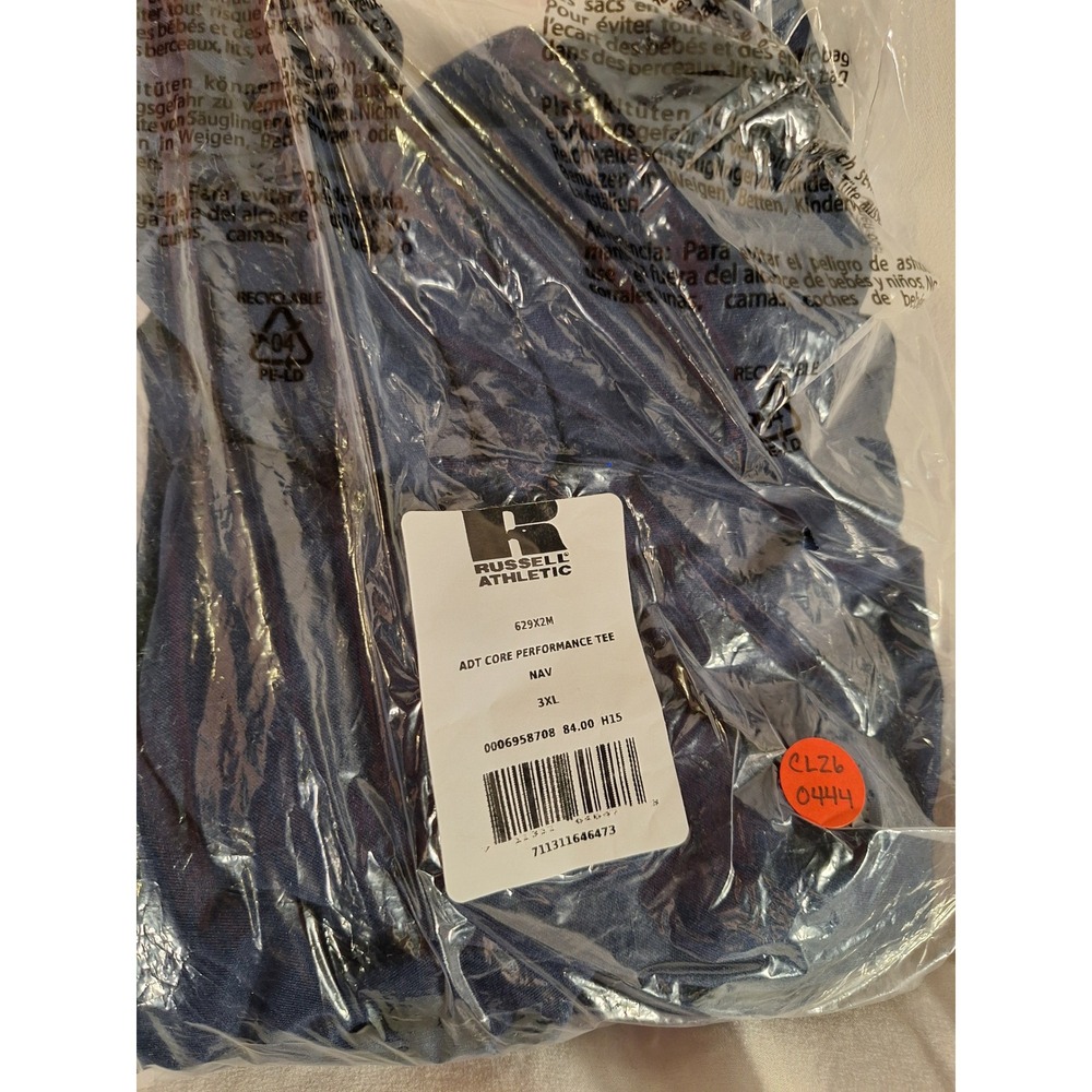 Russell Athletic Mens Adt Core Performance Tee Navy Blue 3XL 629X2M Dri-Power - Picture 4 of 5